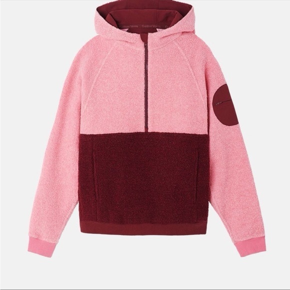 Outdoor Voices MegaFleece Half-Zip Hoodie in Truffle Pink Burgundy, Size Small - Picture 1 of 8